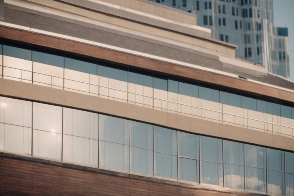 Nashville buildings with opaque windows reflecting sunlight