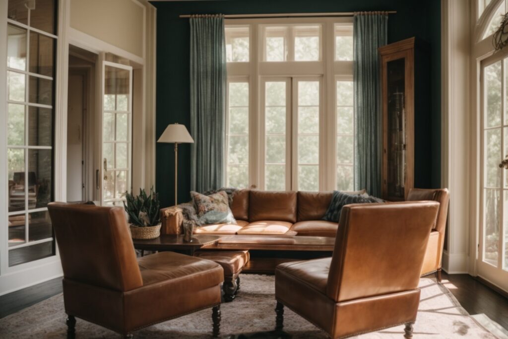 Nashville home with fading window film and sun-damaged furniture