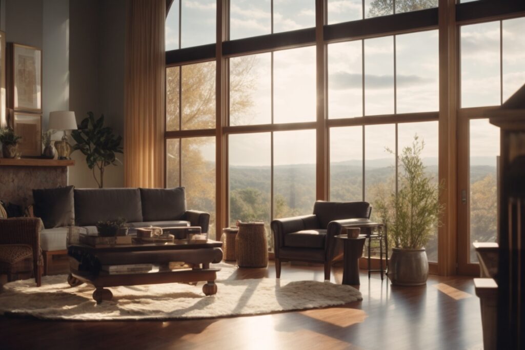 Nashville home interior with sunlight filtering through solar control window film