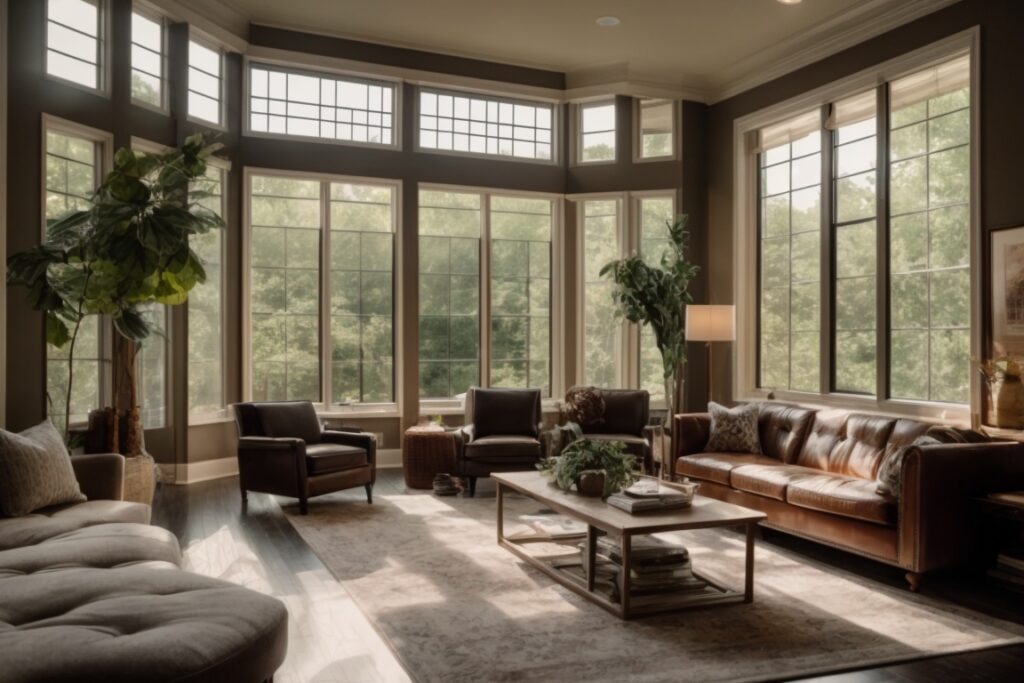 Nashville home interior with custom window tint reducing sunlight