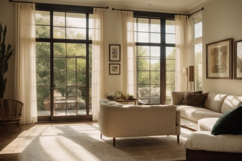Nashville home with energy-efficient window film, sunlight filtering through