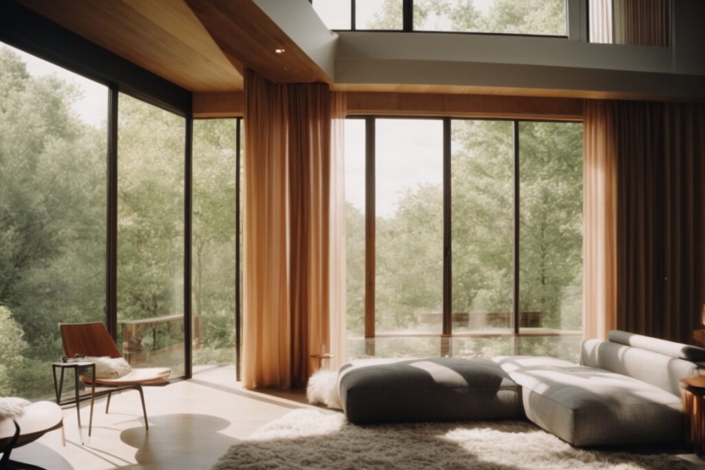 modern home interior with tinted windows in Nashville summer