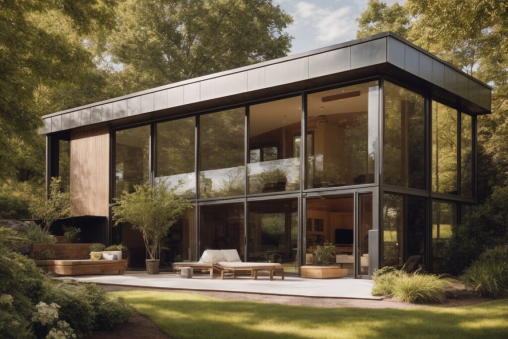 Nashville home with window film on sunny day, energy savings theme